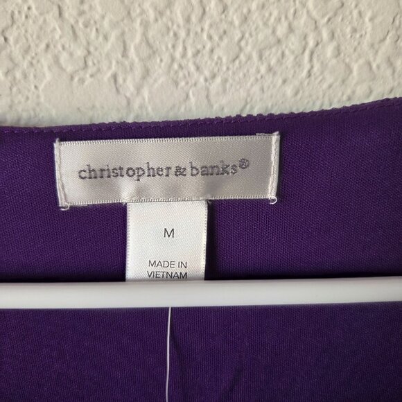 Christopher & Banks Womens M Purple Lace 3/4 Sleeve Top Lined Scoop Neck NEW - Picture 5 of 10